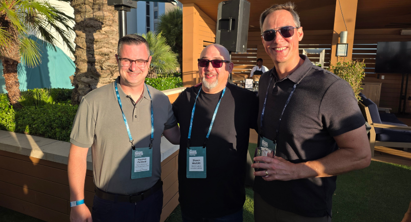 Stephen Fishbein (L) with Shawn Werbitt and Greg Manns at the Welcome Reception.