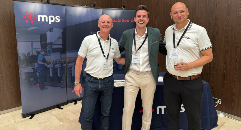 Nick Tyrer (L), Maximillian Ebner, and Richard Miedema discuss the newest technologies from MPS.